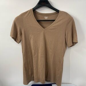 FLAX Men's V-Neck Short Sleeve Shirt — Brown